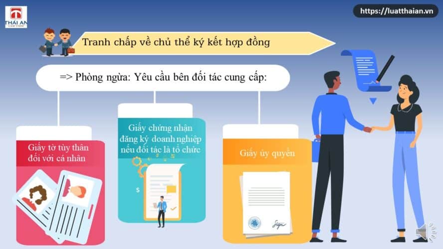 Phòng ngừa tranh chấp về chủ thể hợp đồng