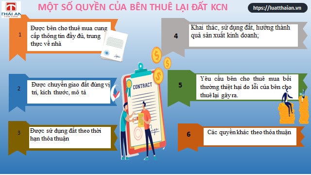 Hợp đồng thuê lại đất trong khu công nghiệp 6 Một số quyền cơ bản của bên thuê lại đất trong khu công nghiệp