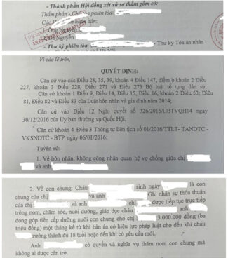 bản án vụ án tranh chấp quyền nuôi con